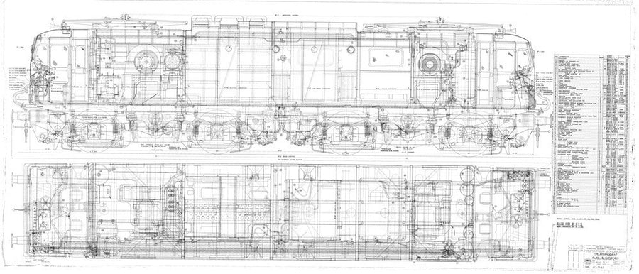 Pipe arrangement, plan and elevation for EM1 class electric locomotive for the Woodhead route. Art Print - Science Museum Shop