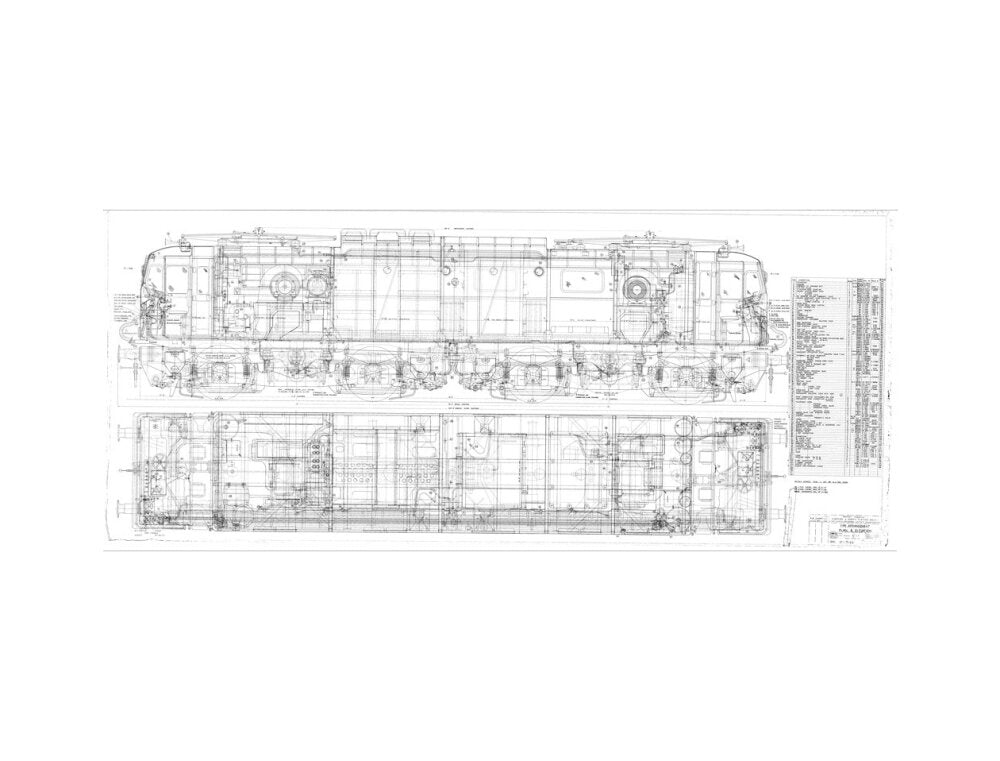 Pipe arrangement, plan and elevation for EM1 class electric locomotive for the Woodhead route. art print extra large none Art Print - Science Museum Shop