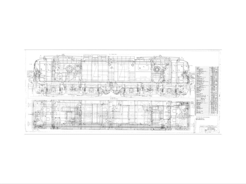Pipe arrangement, plan and elevation for EM1 class electric locomotive for the Woodhead route. art print small none Art Print - Science Museum Shop