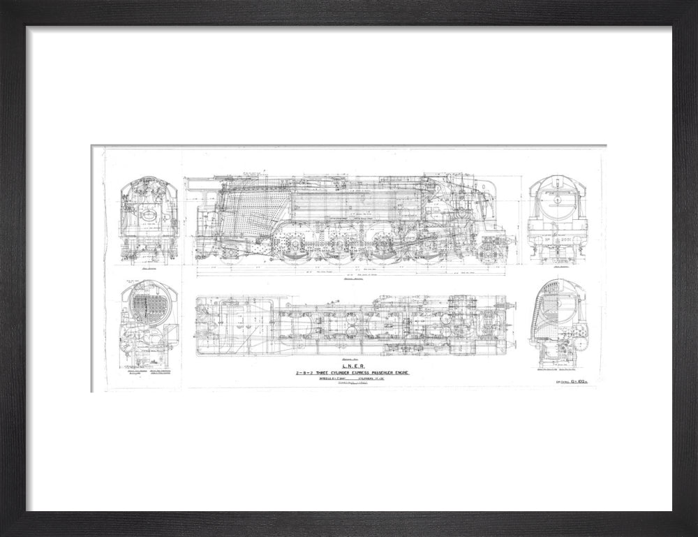 General arrangement drawing of LNER P2 class 2-8-2 locomotives, 1934. art print small black Art Print - Science Museum Shop