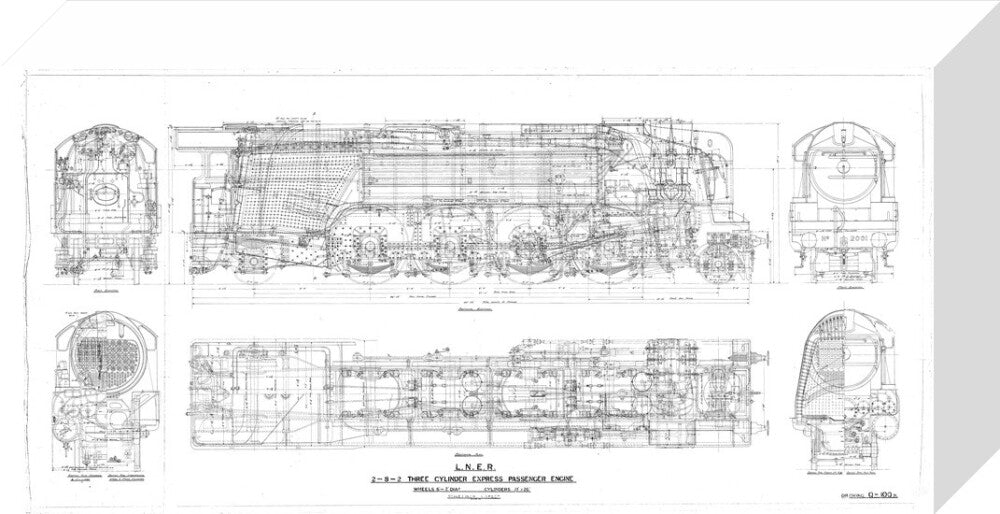 General arrangement drawing of LNER P2 class 2-8-2 locomotives, 1934. stretched canvas small none Art Print - Science Museum Shop