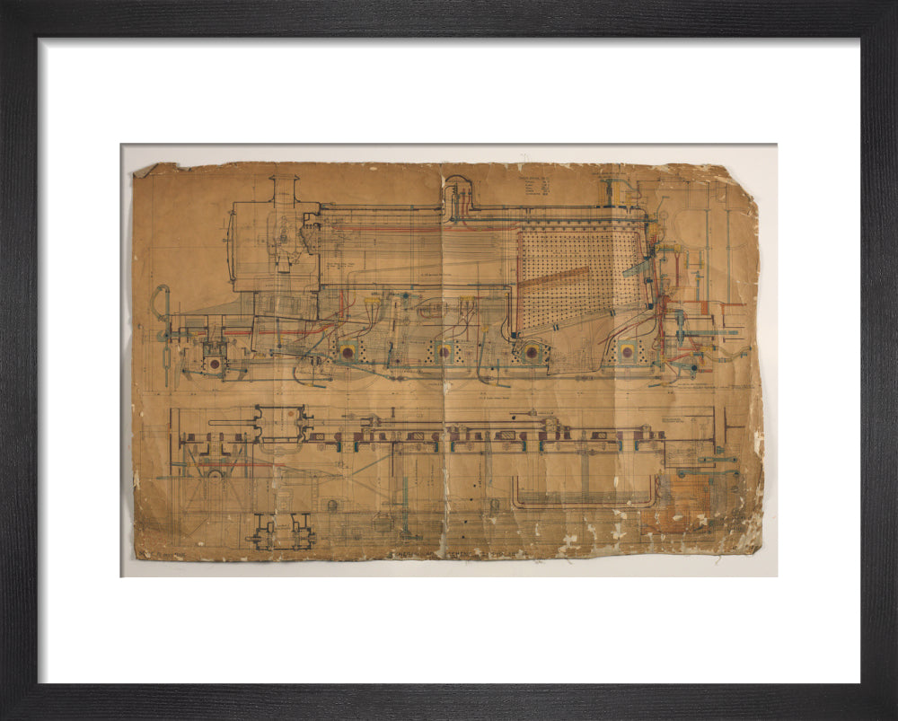 General arrangement of Somerset and Dorset Joint Railway 7F 2-8-0 locomotive, 1913. art print extra small black Art Print - Science Museum Shop