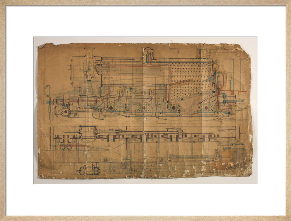 General arrangement of Somerset and Dorset Joint Railway 7F 2-8-0 locomotive, 1913. art print large natural Art Print - Science Museum Shop