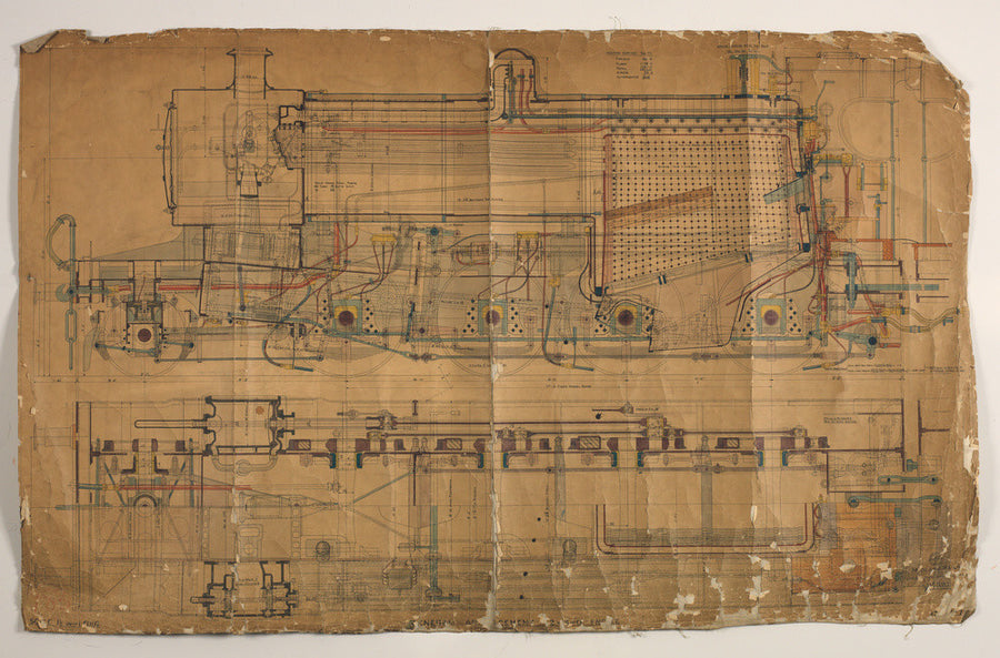 General arrangement of Somerset and Dorset Joint Railway 7F 2-8-0 locomotive, 1913. Art Print - Science Museum Shop