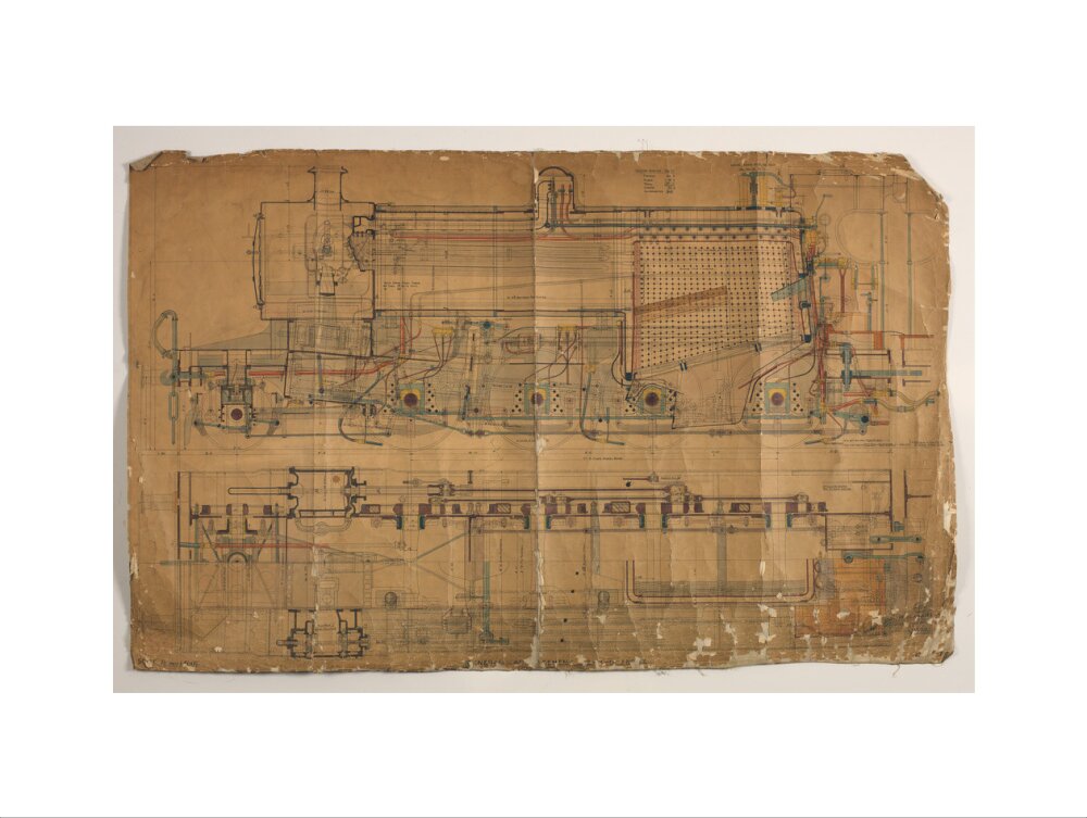 General arrangement of Somerset and Dorset Joint Railway 7F 2-8-0 locomotive, 1913. art print extra large none Art Print - Science Museum Shop