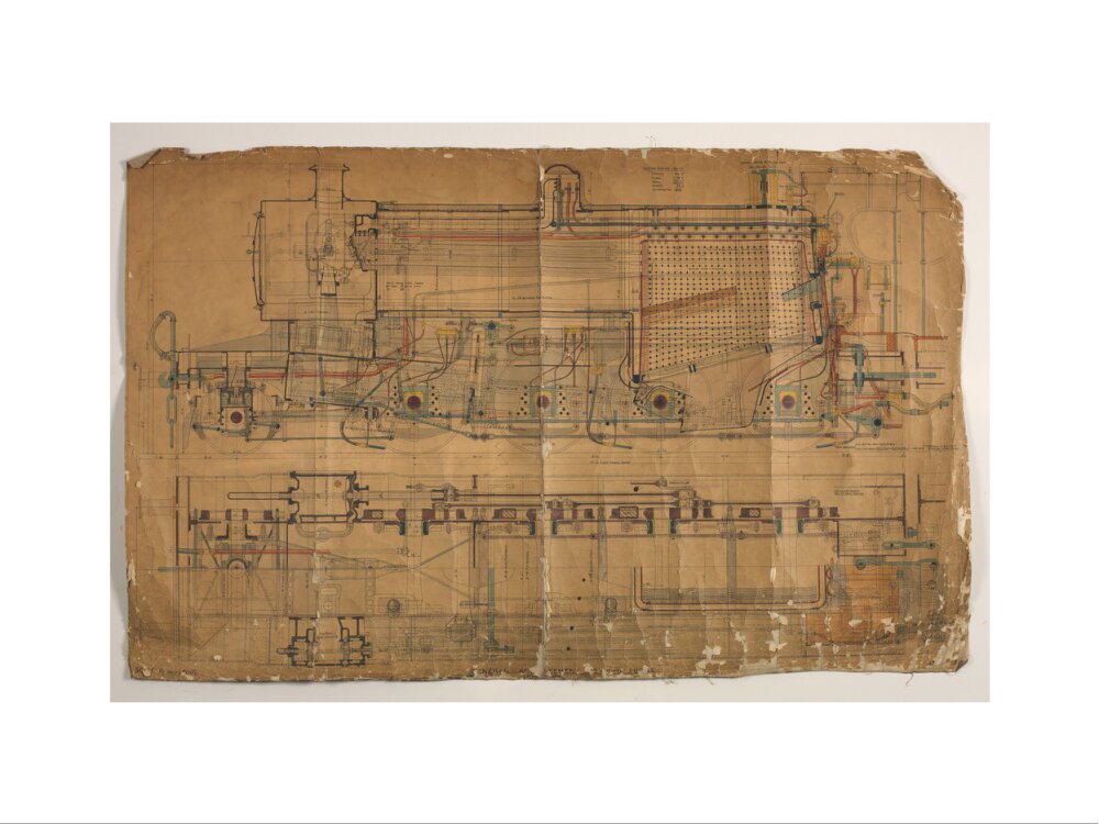 General arrangement of Somerset and Dorset Joint Railway 7F 2-8-0 locomotive, 1913. art print small none Art Print - Science Museum Shop