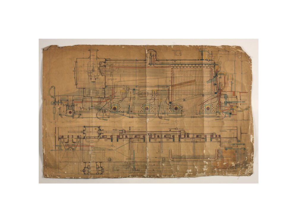 General arrangement of Somerset and Dorset Joint Railway 7F 2-8-0 locomotive, 1913. unstretched canvas small none Art Print - Science Museum Shop