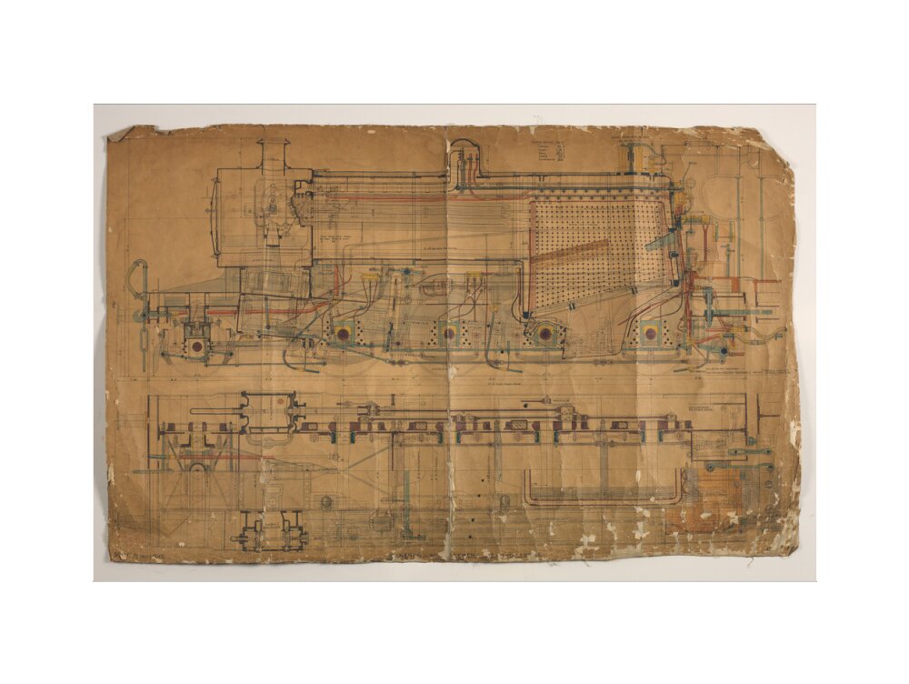 General arrangement of Somerset and Dorset Joint Railway 7F 2-8-0 locomotive, 1913. art print large none Art Print - Science Museum Shop