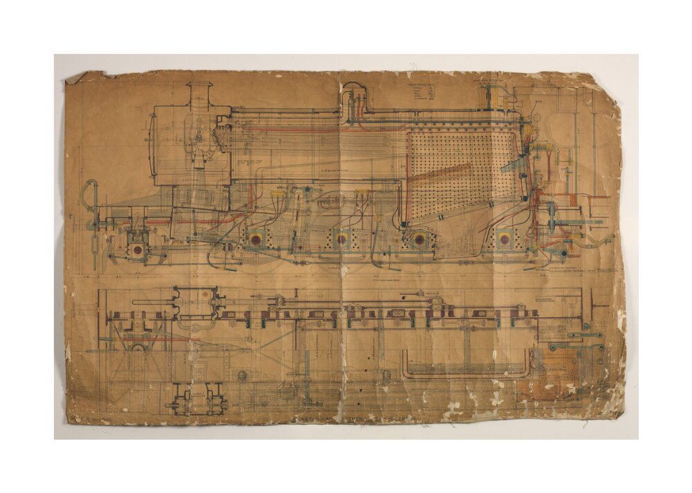 General arrangement of Somerset and Dorset Joint Railway 7F 2-8-0 locomotive, 1913. unstretched canvas large none Art Print - Science Museum Shop