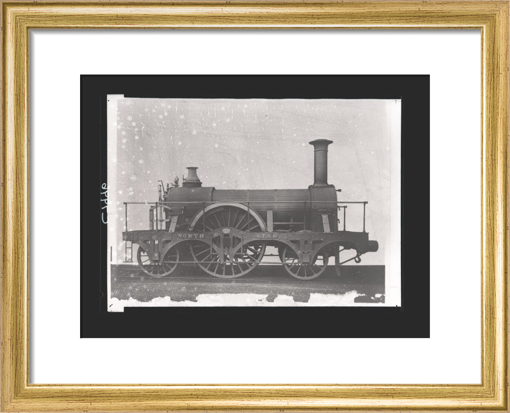Great Western Railway broad gauge locomotive North Star, constructed by Robert Stephenson & Co, Newcastle. art print extra small gold Art Print - Science Museum Shop