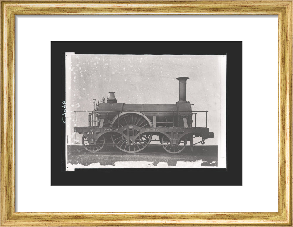 Great Western Railway broad gauge locomotive North Star, constructed by Robert Stephenson & Co, Newcastle. art print small gold Art Print - Science Museum Shop