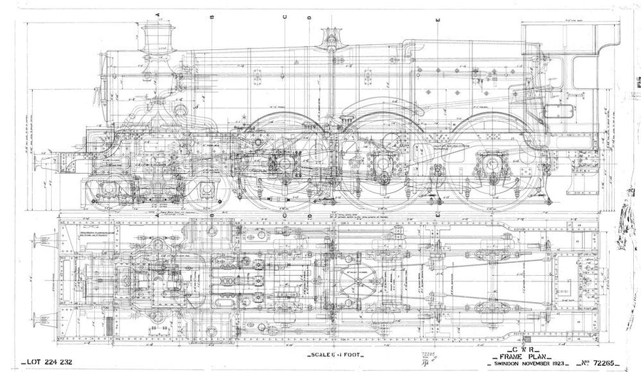 Frame plan of 4073 Castle class 4-6-0, Great Western Railway, 1923. Art Print - Science Museum Shop