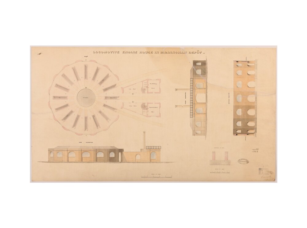 Locomotive engine house at Birmingham Curzon Street station, 1837. art print extra large none Art Print - Science Museum Shop