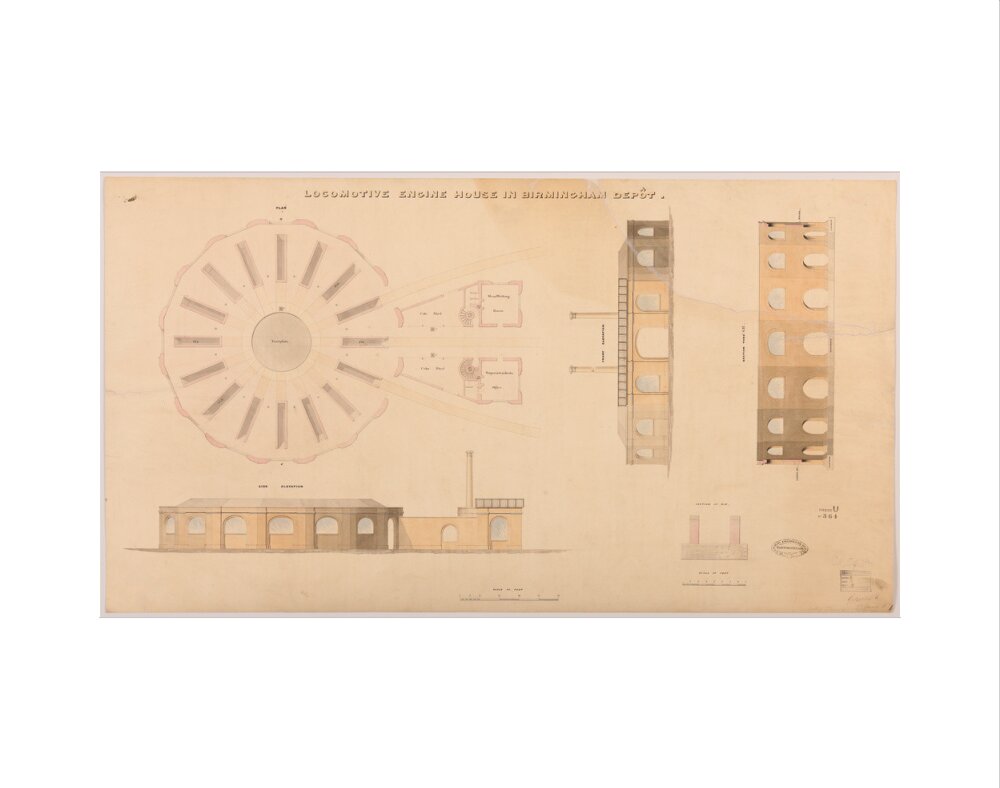 Locomotive engine house at Birmingham Curzon Street station, 1837. art print extra small none Art Print - Science Museum Shop