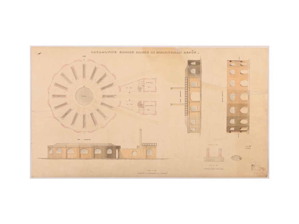 Locomotive engine house at Birmingham Curzon Street station, 1837. art print small none Art Print - Science Museum Shop