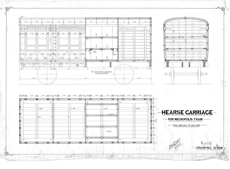 Hearse carriage for Necropolis train, London and South Western Railway, 1899. Art Print - Science Museum Shop