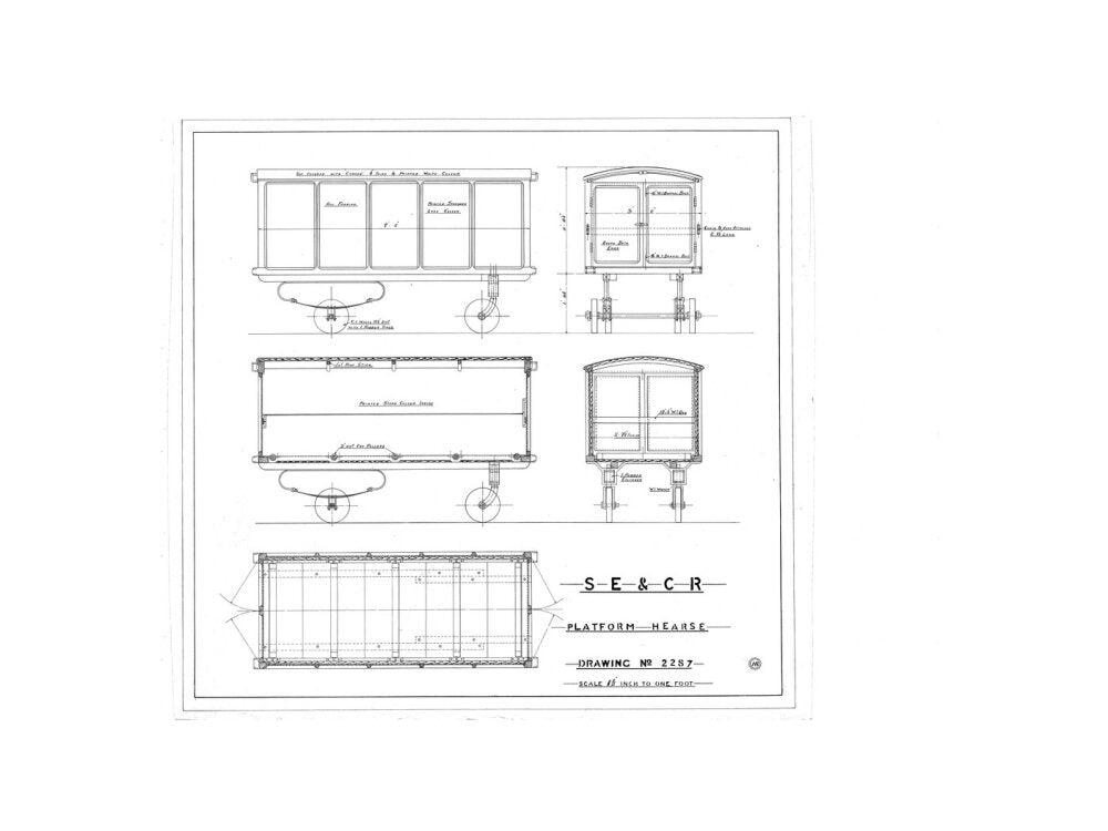 Platform hearse, South Eastern and Chatham Railway drawing 2287. art print extra large none Art Print - Science Museum Shop