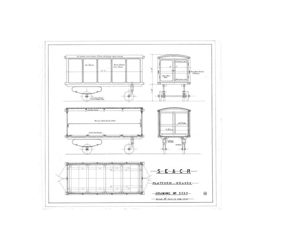 Platform hearse, South Eastern and Chatham Railway drawing 2287. unstretched canvas small none Art Print - Science Museum Shop