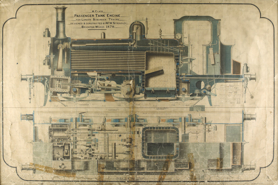 General arrangement of A1 class terrier locomotives, 1870. Art Print - Science Museum Shop