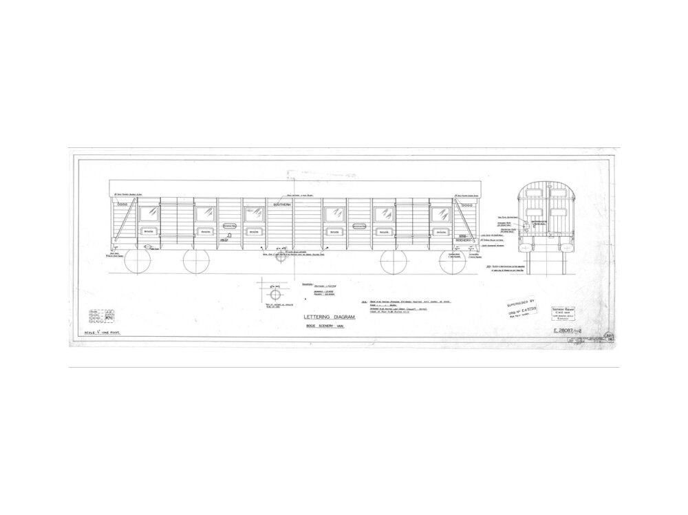 Lettering diagram for bogie scenery van, Southern Railway, 1937. art print small none Art Print - Science Museum Shop