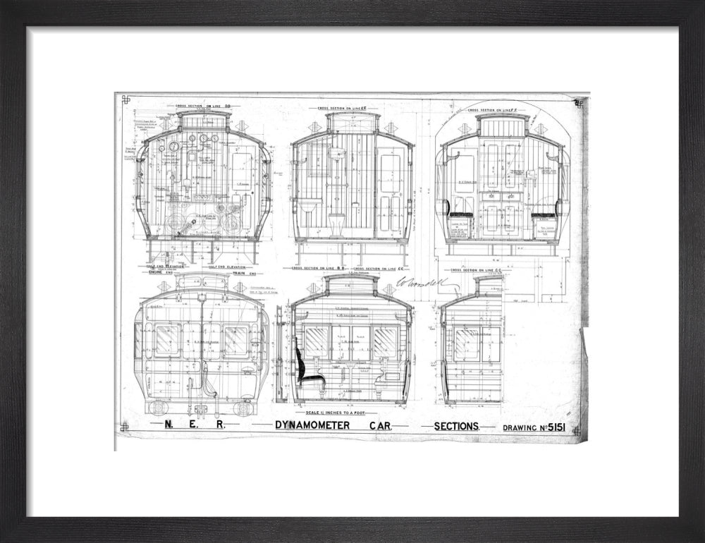 Sections of dynamometer car, North Eastern Railway (NER). art print small black Art Print - Science Museum Shop