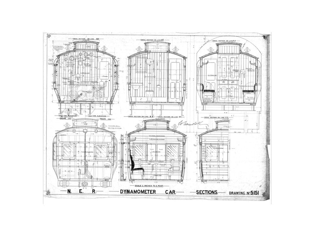 Sections of dynamometer car, North Eastern Railway (NER). art print extra large none Art Print - Science Museum Shop