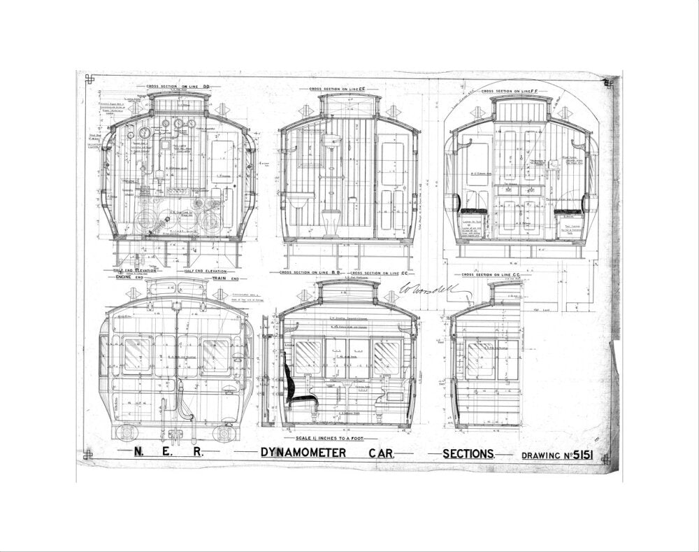 Sections of dynamometer car, North Eastern Railway (NER). art print extra small none Art Print - Science Museum Shop