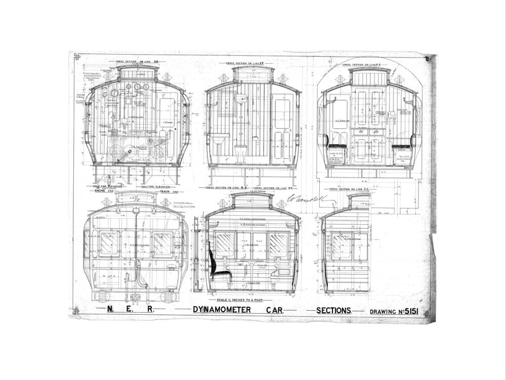 Sections of dynamometer car, North Eastern Railway (NER). art print small none Art Print - Science Museum Shop
