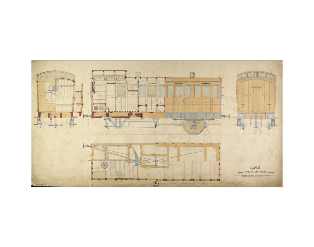 General arrangement of third class break (brake) carriage, Great Northern Railway, 1872. art print extra small none Art Print - Science Museum Shop