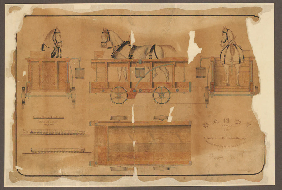 Drawing, Stockton & Darlington Railway dandy cart. Art Print - Science Museum Shop