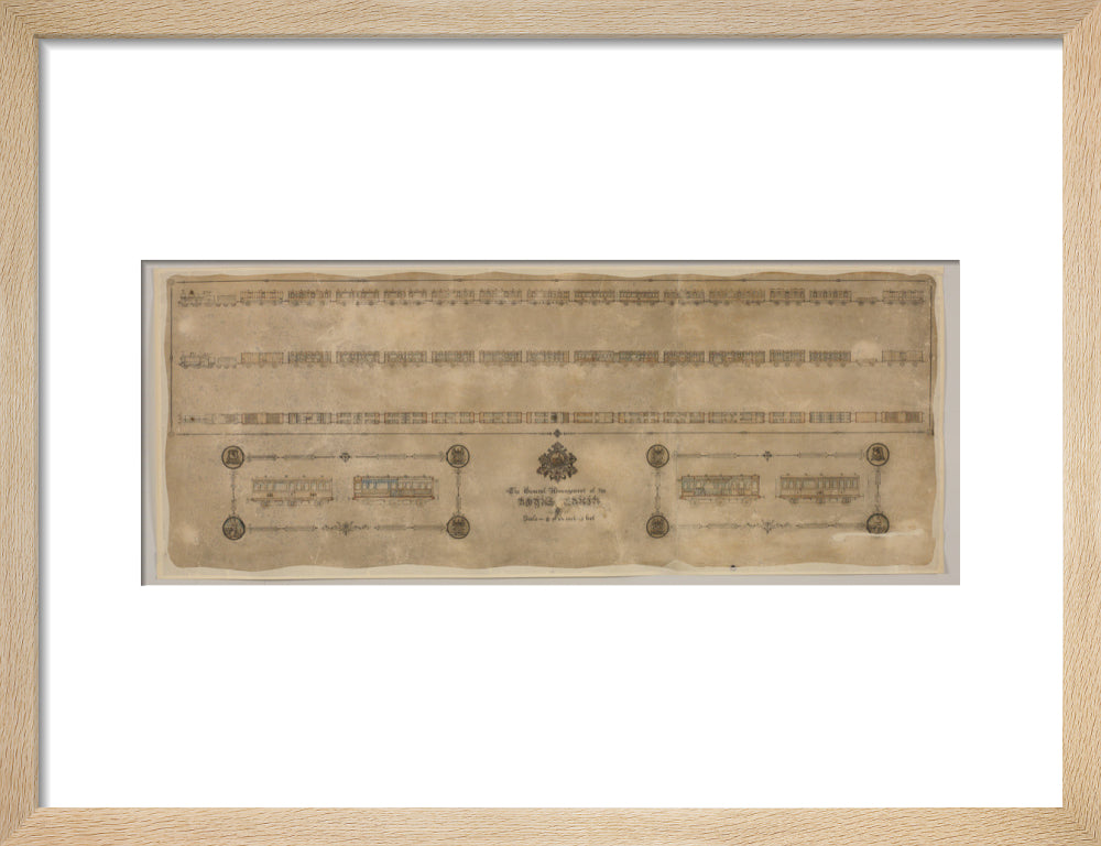 The general arrangement of the Royal Train (for Queen Victoria), London and North Western Railway 1520mm x 600mm art print small natural Art Print - Science Museum Shop