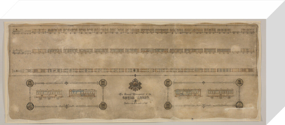 The general arrangement of the Royal Train (for Queen Victoria), London and North Western Railway 1520mm x 600mm stretched canvas small none Art Print - Science Museum Shop