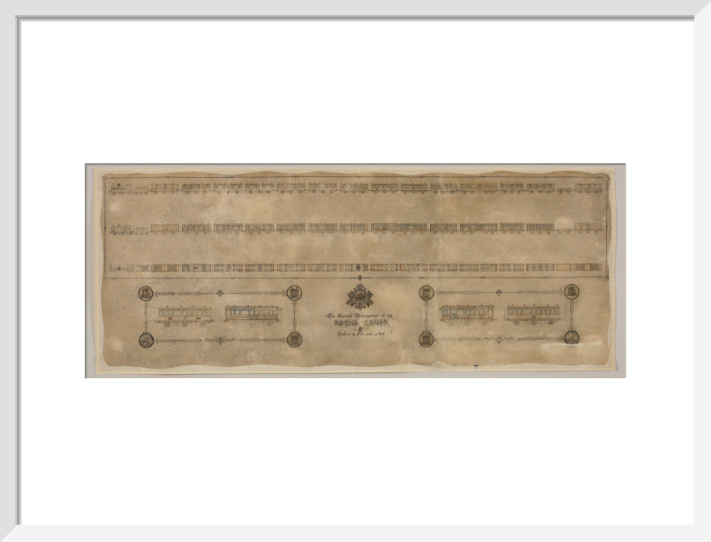 The general arrangement of the Royal Train (for Queen Victoria), London and North Western Railway 1520mm x 600mm art print medium white Art Print - Science Museum Shop