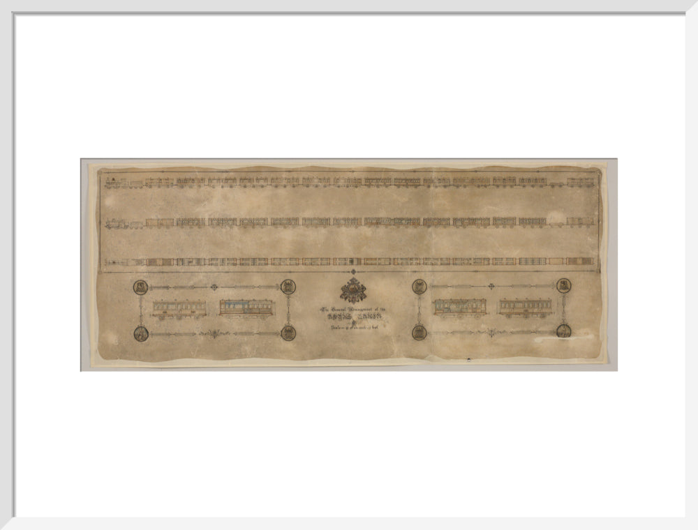 The general arrangement of the Royal Train (for Queen Victoria), London and North Western Railway 1520mm x 600mm art print large white Art Print - Science Museum Shop