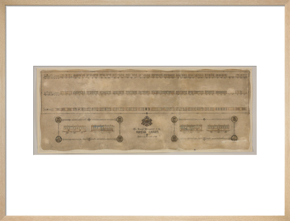 The general arrangement of the Royal Train (for Queen Victoria), London and North Western Railway 1520mm x 600mm art print large natural Art Print - Science Museum Shop