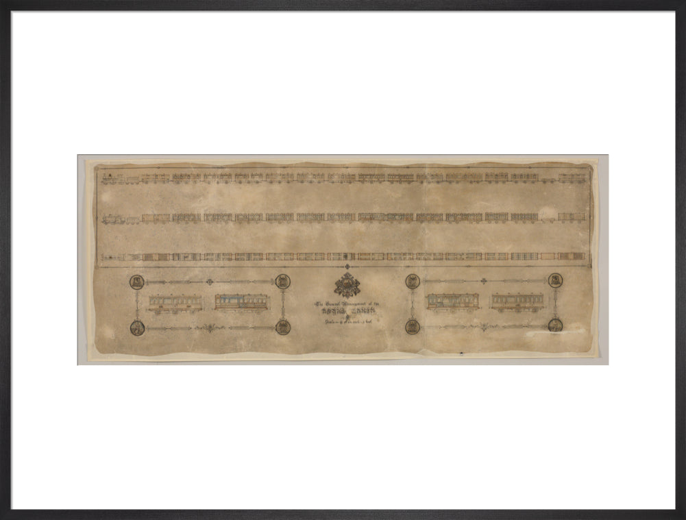 The general arrangement of the Royal Train (for Queen Victoria), London and North Western Railway 1520mm x 600mm art print extra large black Art Print - Science Museum Shop