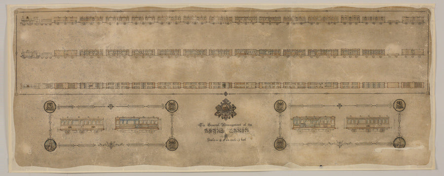 The general arrangement of the Royal Train (for Queen Victoria), London and North Western Railway 1520mm x 600mm Art Print - Science Museum Shop