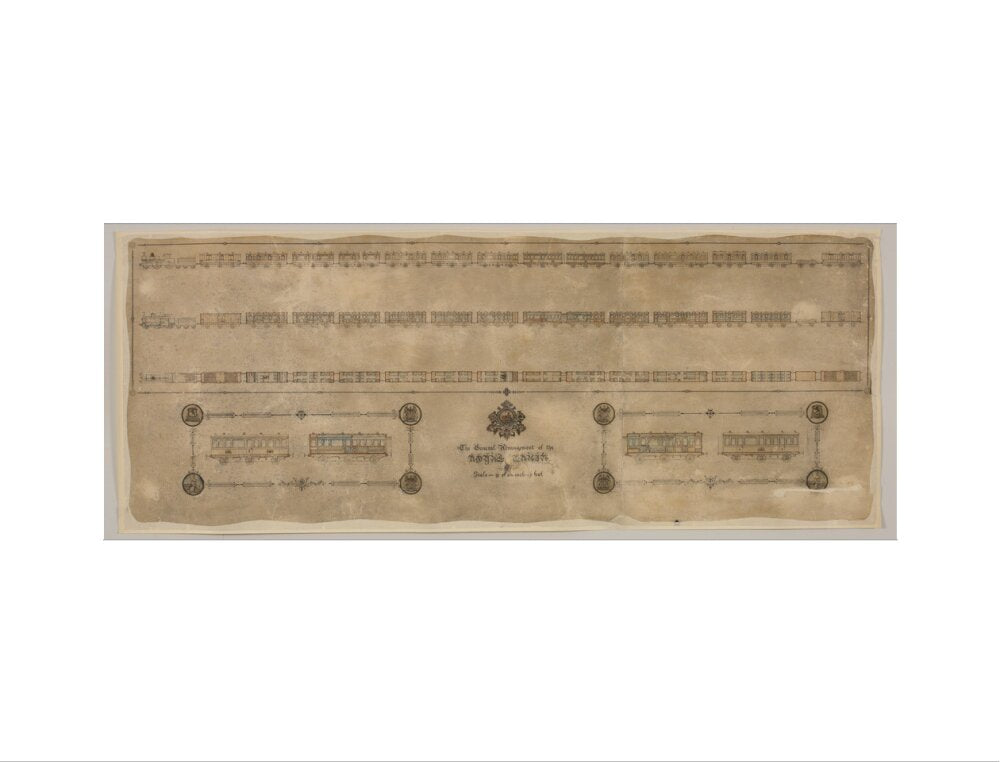 The general arrangement of the Royal Train (for Queen Victoria), London and North Western Railway 1520mm x 600mm art print extra large none Art Print - Science Museum Shop