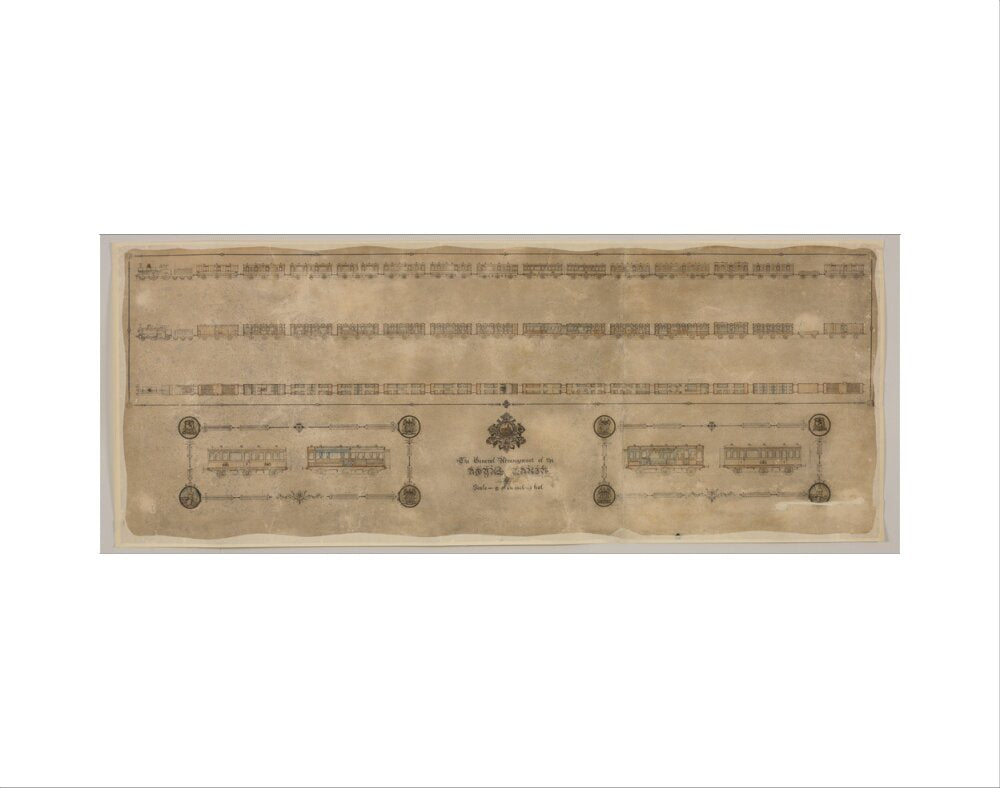 The general arrangement of the Royal Train (for Queen Victoria), London and North Western Railway 1520mm x 600mm art print extra small none Art Print - Science Museum Shop