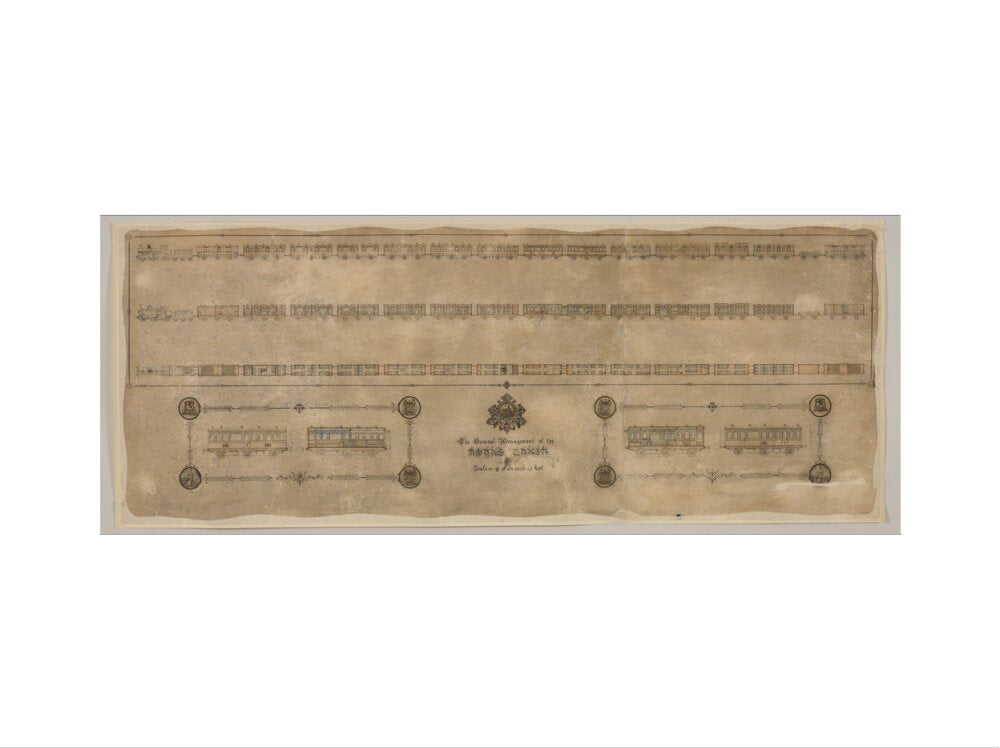 The general arrangement of the Royal Train (for Queen Victoria), London and North Western Railway 1520mm x 600mm art print small none Art Print - Science Museum Shop