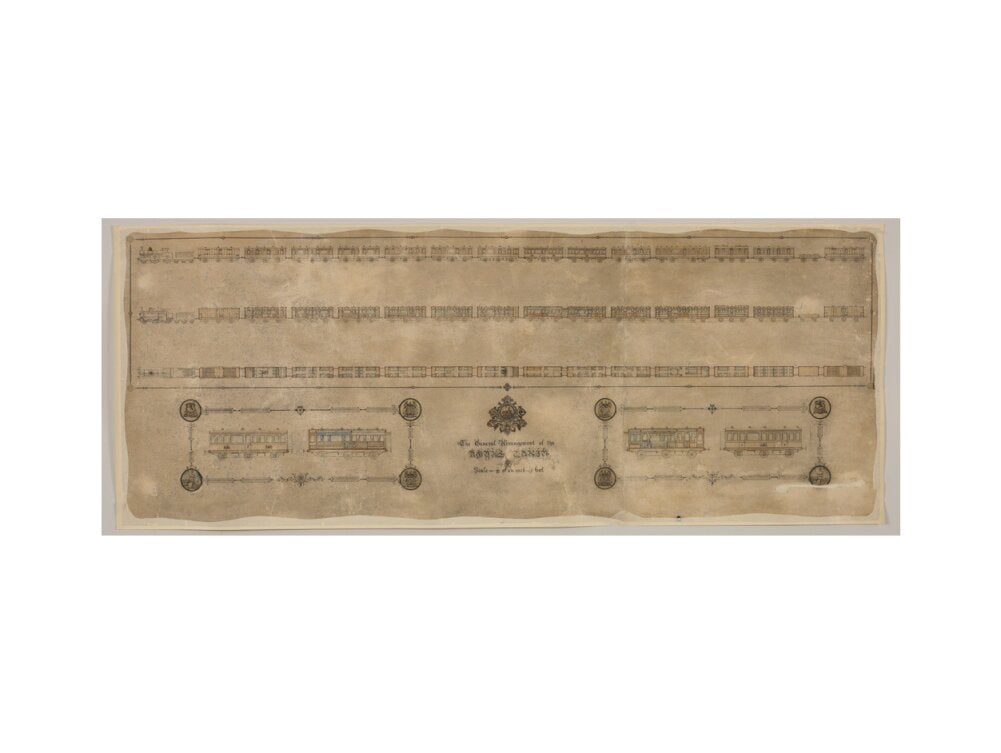 The general arrangement of the Royal Train (for Queen Victoria), London and North Western Railway 1520mm x 600mm art print medium none Art Print - Science Museum Shop