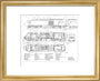 Drawing of power car for Class 253 (class 43) High Speed Train (HST, Intercity 125). art print extra small gold Art Print - Science Museum Shop
