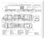 Drawing of power car for Class 253 (class 43) High Speed Train (HST, Intercity 125). stretched canvas large none Art Print - Science Museum Shop