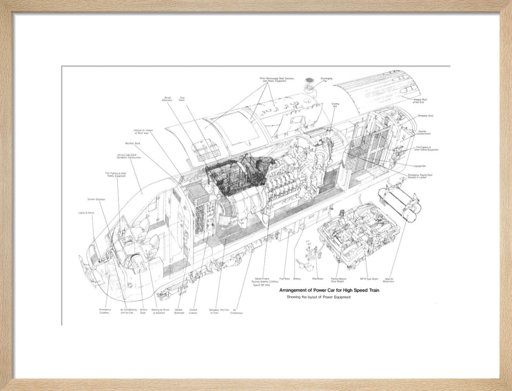 Arrangement of power car for High Speed Train (class 43, Intercity 125). art print medium natural Art Print - Science Museum Shop