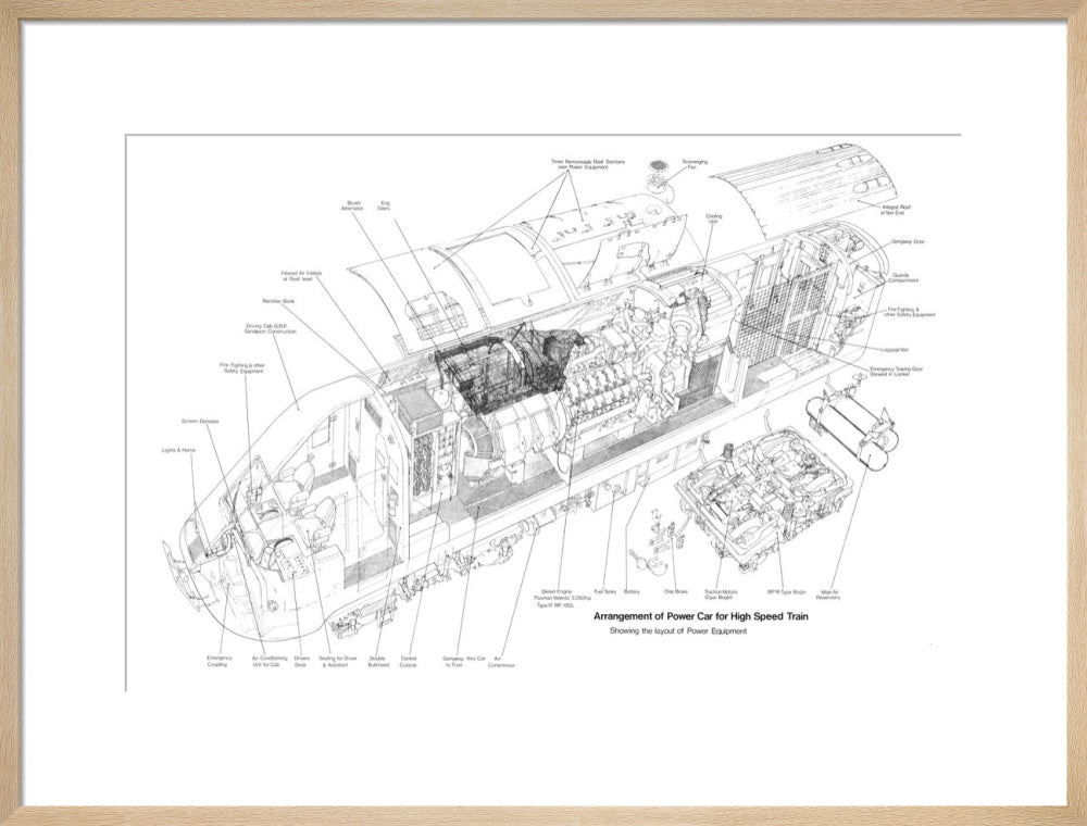 Arrangement of power car for High Speed Train (class 43, Intercity 125). art print large natural Art Print - Science Museum Shop