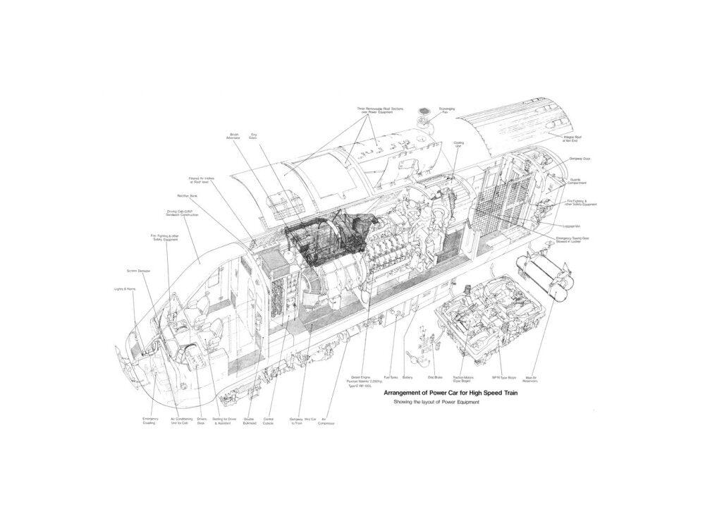 Arrangement of power car for High Speed Train (class 43, Intercity 125). unstretched canvas small none Art Print - Science Museum Shop