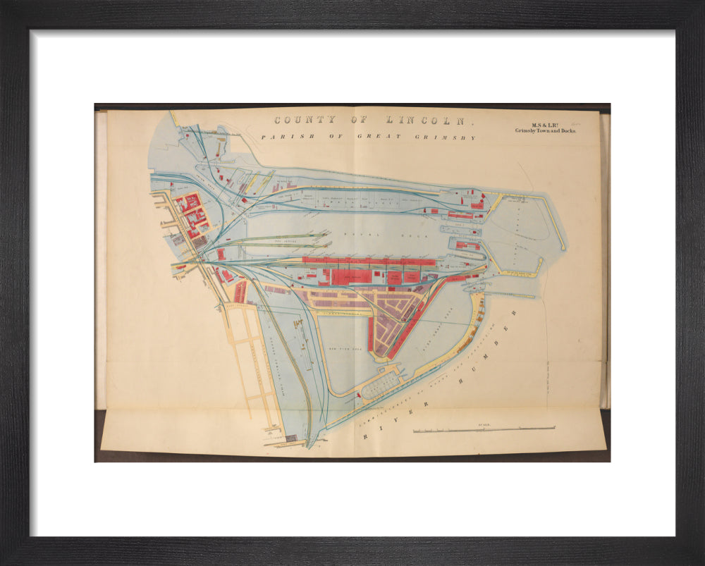 Plan of Grimsby Town and Docks including the Royal Dock, Union Dock, etc, 1885. art print extra small black Art Print - Science Museum Shop