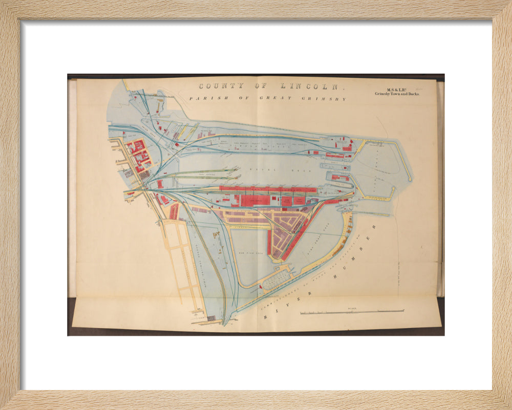 Plan of Grimsby Town and Docks including the Royal Dock, Union Dock, etc, 1885. art print extra small natural Art Print - Science Museum Shop