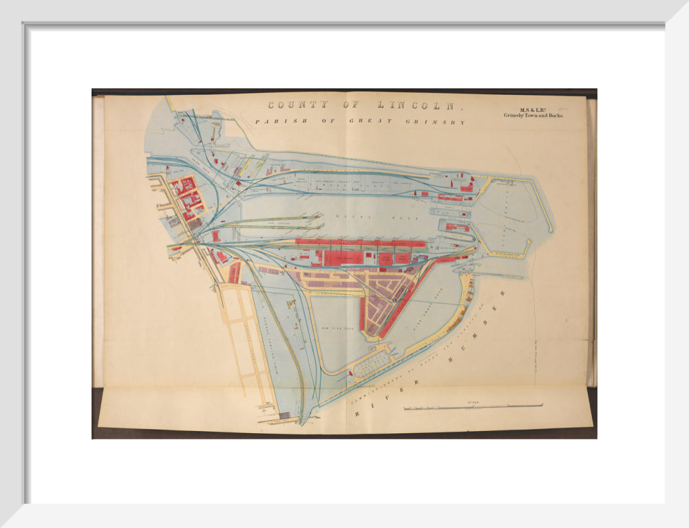 Plan of Grimsby Town and Docks including the Royal Dock, Union Dock, etc, 1885. art print small white Art Print - Science Museum Shop