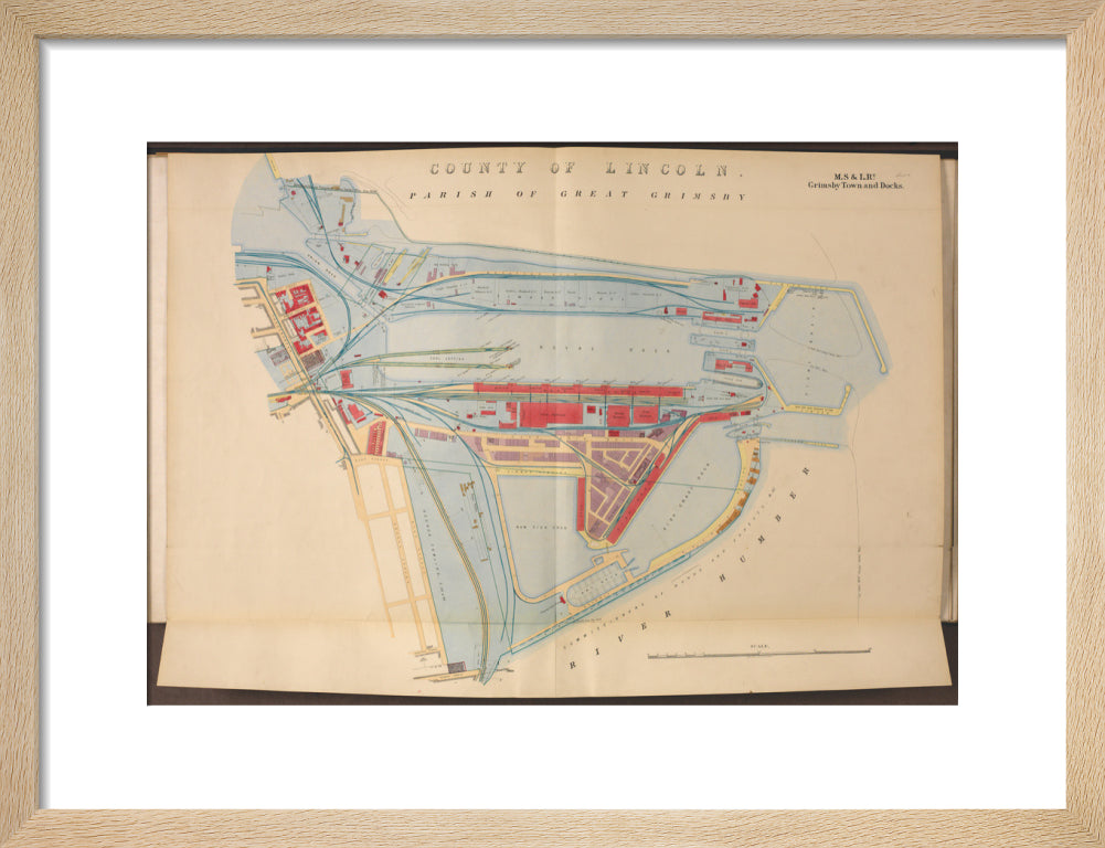 Plan of Grimsby Town and Docks including the Royal Dock, Union Dock, etc, 1885. art print small natural Art Print - Science Museum Shop
